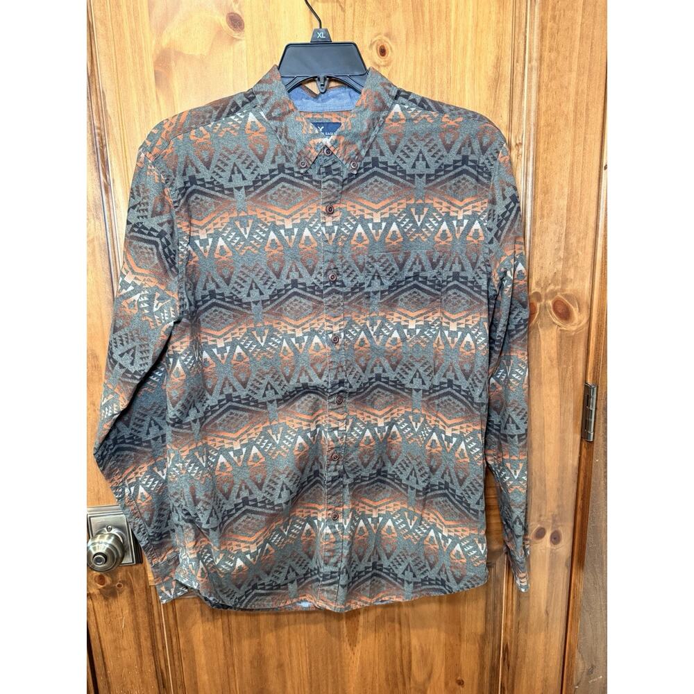 American Eagle Shirt Men Large Classic Button Long Sleeve Flannel Aztec Western